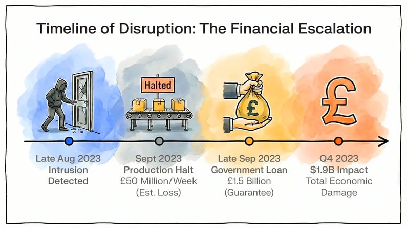 A timeline of disruption: the financial escalation of the JLR cyber attack